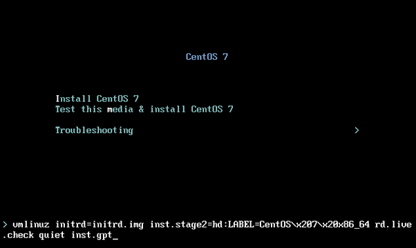 CentOS 7 安装强制使用GPT分区